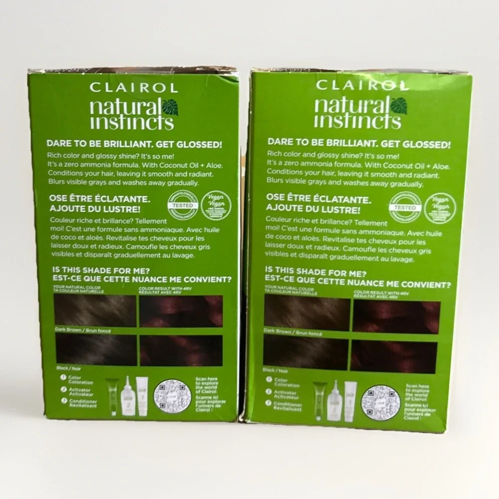 2 Clairol Natural Instincts Hair Color 4RV Dark Burgundy  New (B7)